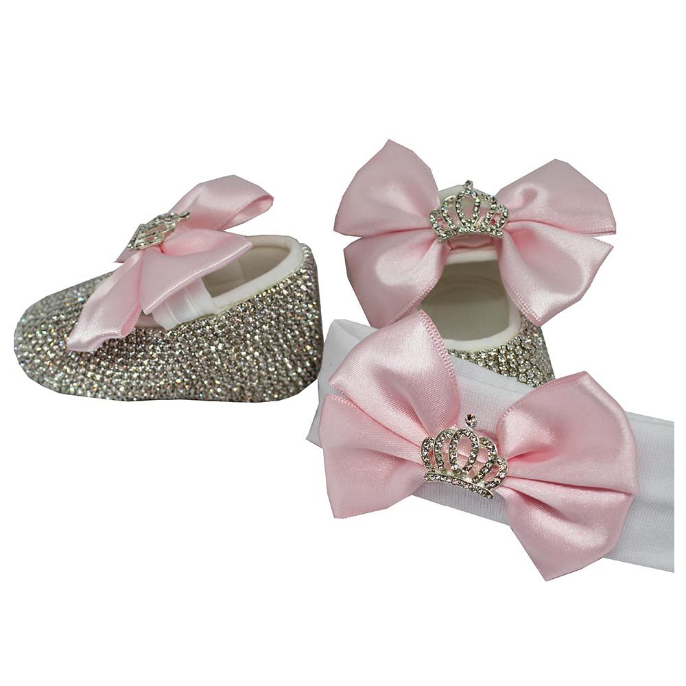 Mini Plum - Crystal Princess Shoes And Headband Pink