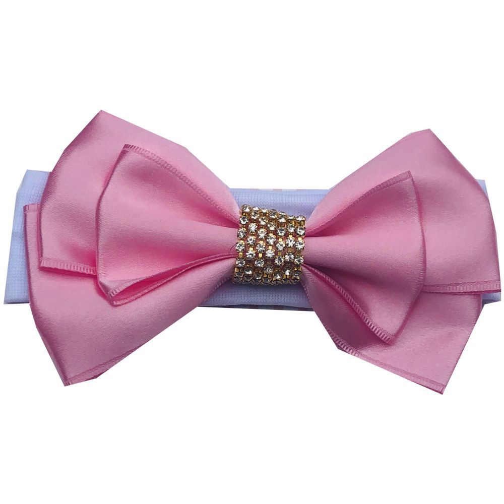 Mini Plum - Bling Baby Headband Bow - Pink