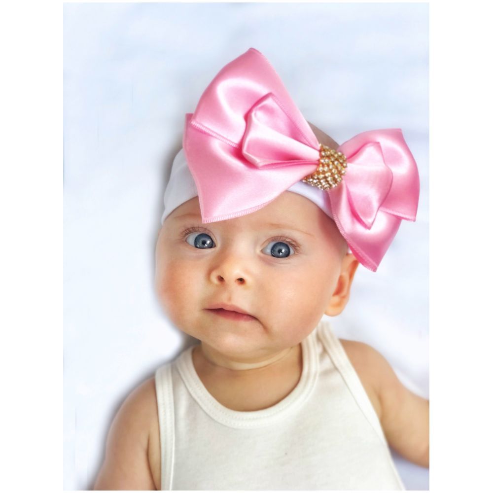 Mini Plum - Bling Baby Headband Bow - Pink