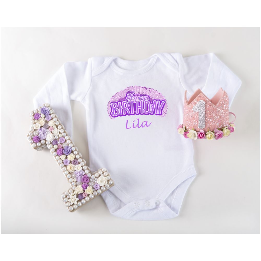 Mini Plum - Personalised Birthday Princess Print Bodysuit