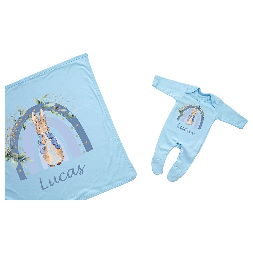 Mini Plum - 2pc-Set - Personalised Bunny Baby Gift Set - Blue