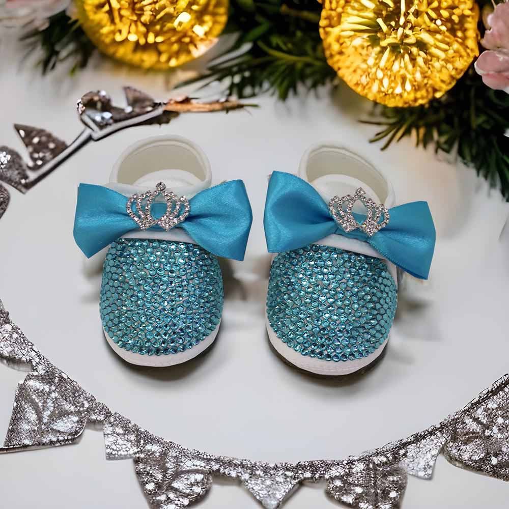 Mini Plum - Personalised Baby Shoes & Bow Tie - Bright Blue