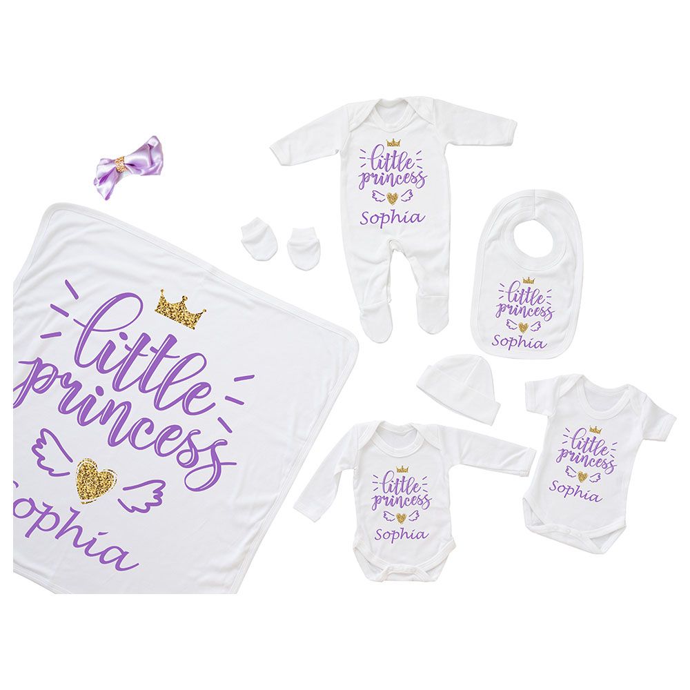 Mini Plum - 8pc-Set - Personalised Princess Outfit - White