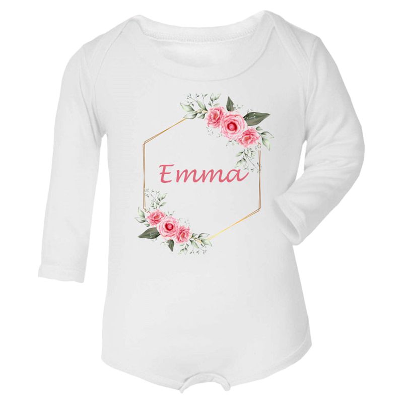 Mini Plum - Personalized Rose Print 7pc-Set - White