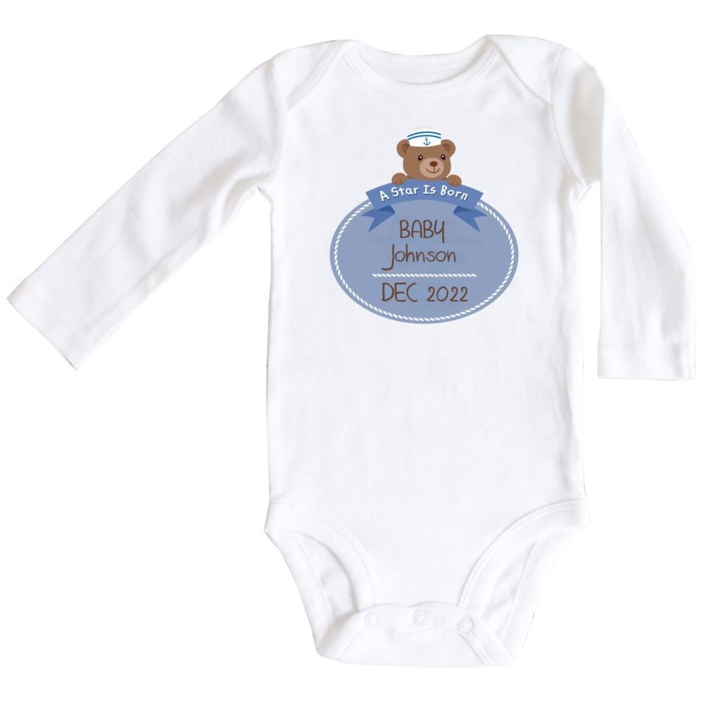 Mini Plum - Personalised Birth Annoucement Full Sleeve Bodysuit