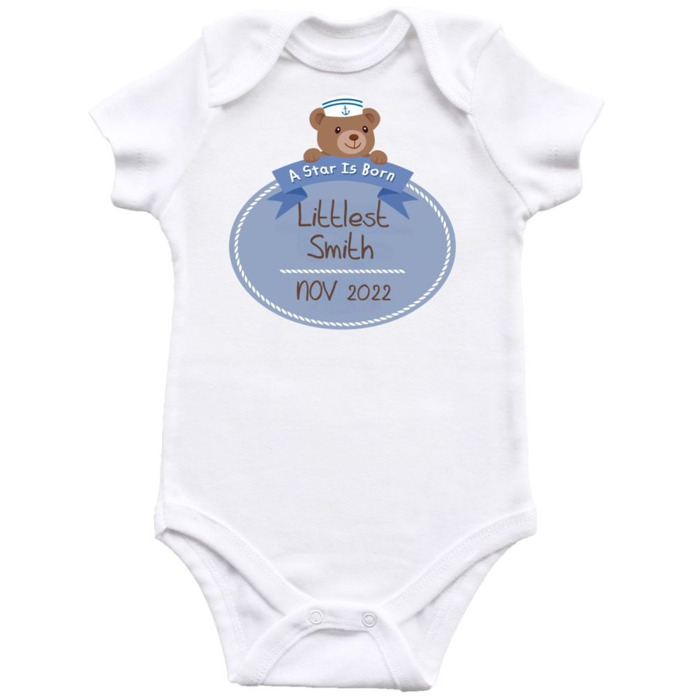 Mini Plum - Personalised Birth Annoucement Printed Bodysuit