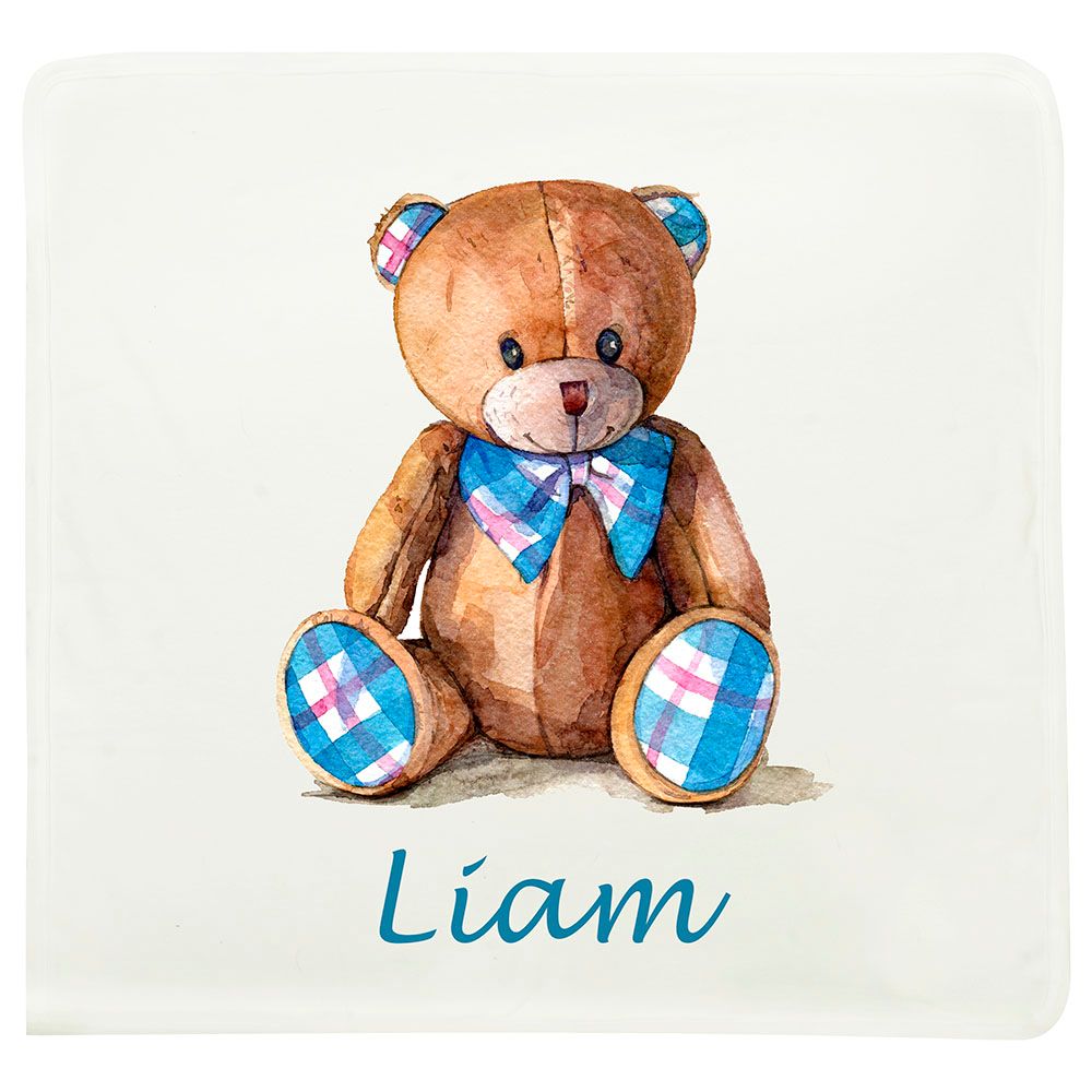 Mini Plum - Personalized Teddy Blanket - White