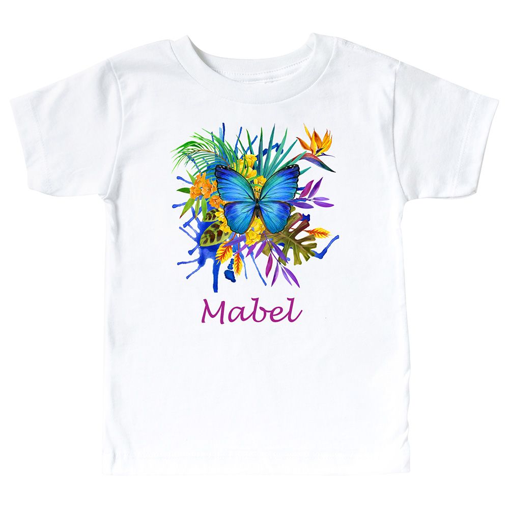 Mini Plum - Personalized Kids Tropical T-Shirt White