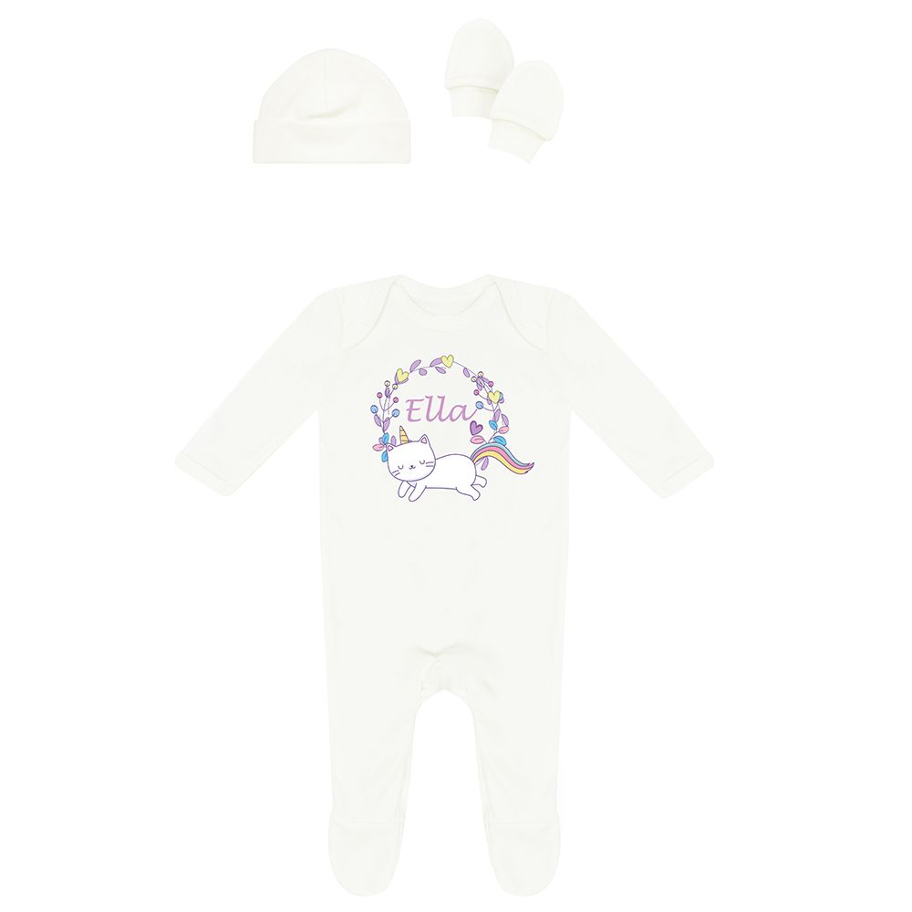 Mini Plum - Personalised Unicorn Kitty Baby Set 3pcs