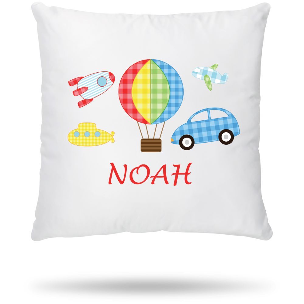 Mini Plum - Personalised Toys Name Cushion Cover - White