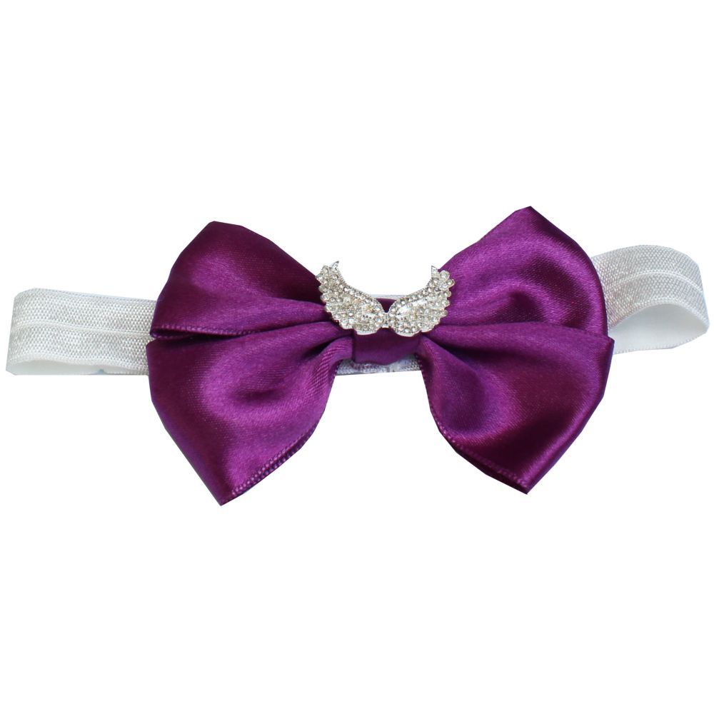 Mini Plum - Angel Wings Bling Baby Headband - Purple 