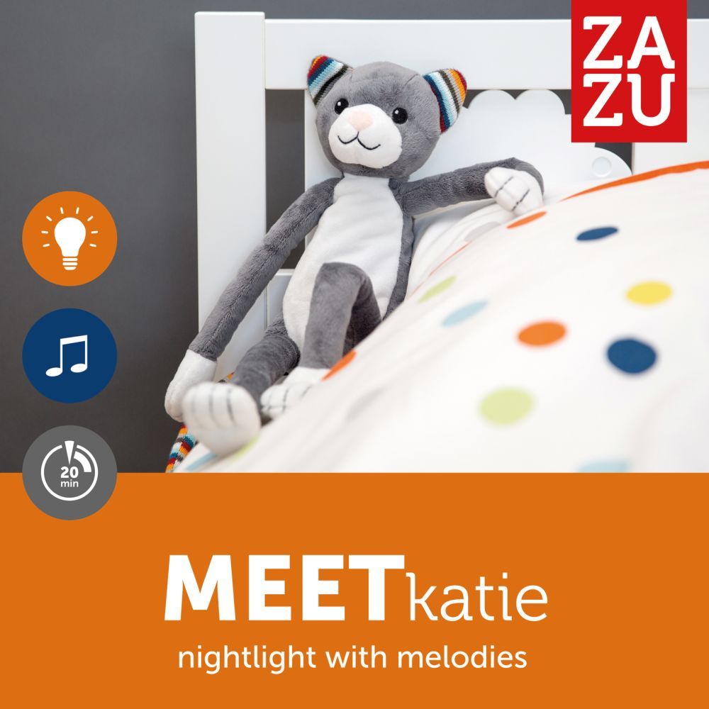 ZAZU - Katie the Cat Soft Toy Nightlight - Grey