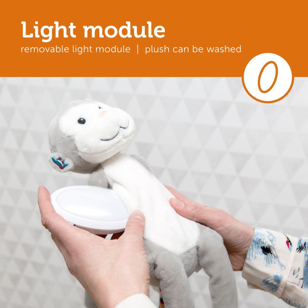 ZAZU - Max the Monkey Soft Toy Nightlight - Grey