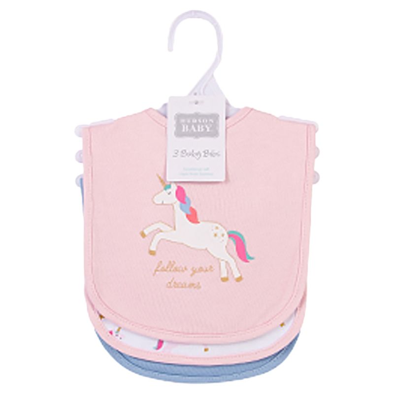 Hudson Childrenswear - 3pc-Set - Bamboo Bibs - Unicorn & Rainbows