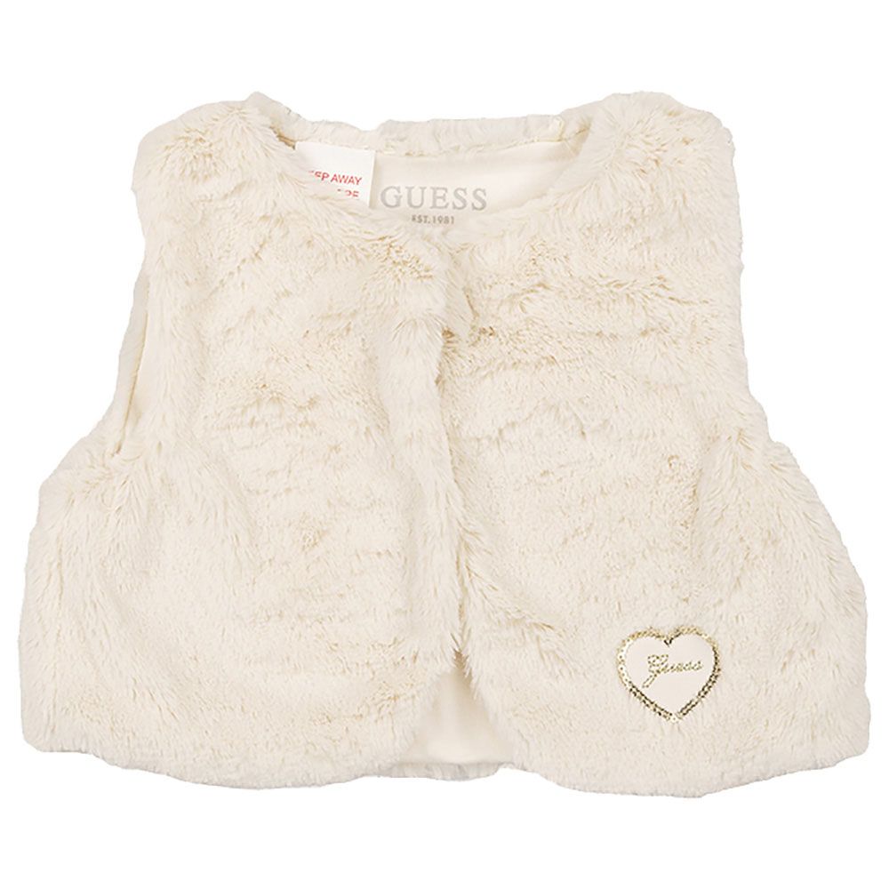 Guess - 3pc-Set - Girls T-Shirt, Fur Vest & Pants - White/Red