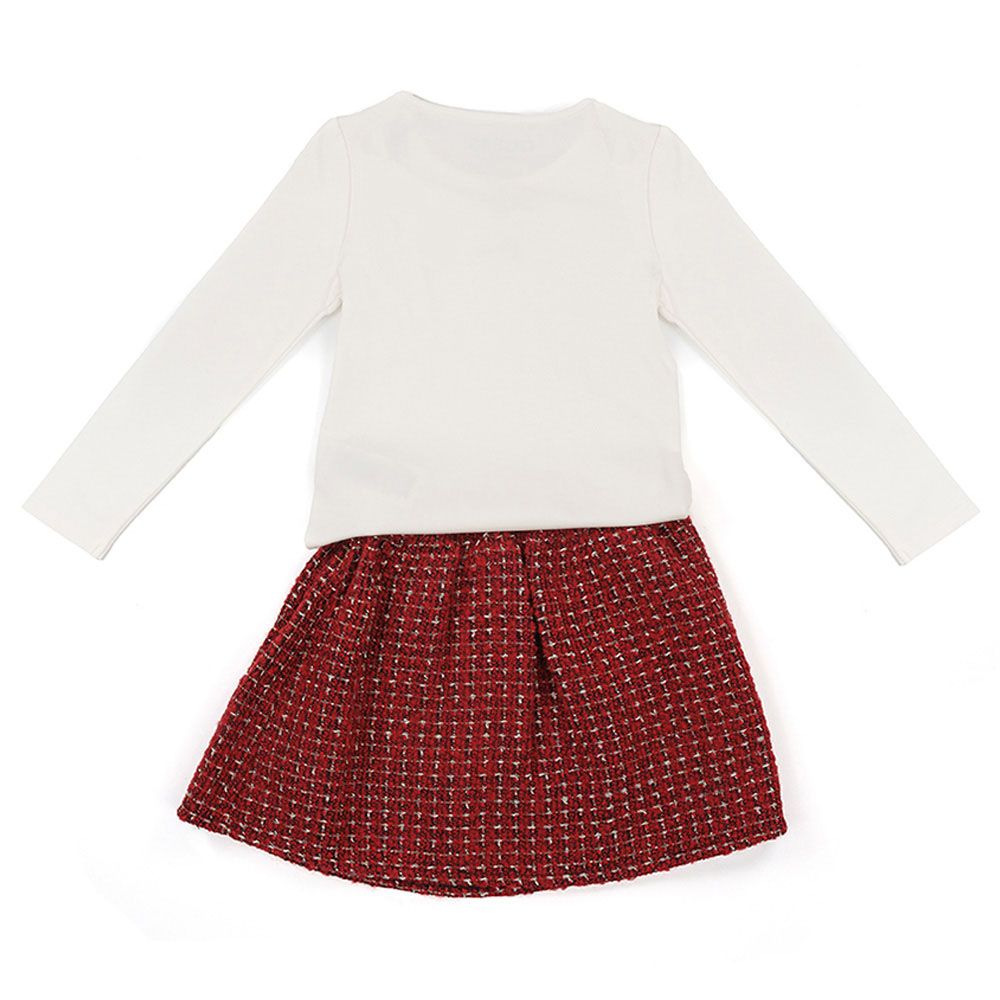 Guess - 2pc-Set - Long Sleeves Shirt And Skirt - White/Red