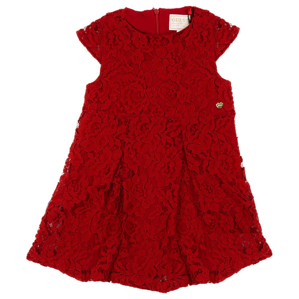 Guess - Short Sleeves Lace Dress - Cherry Love