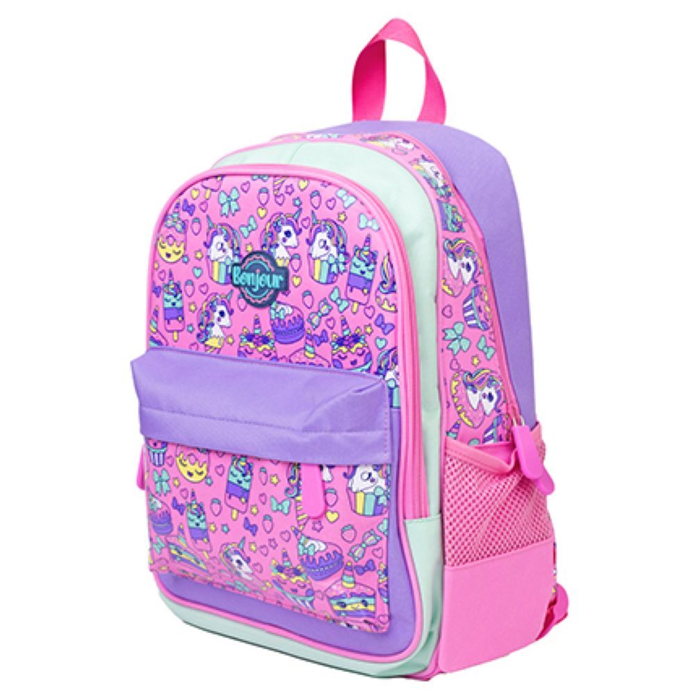 Bonjour - Mini Backpack - Pink Unicorn - 14 inches