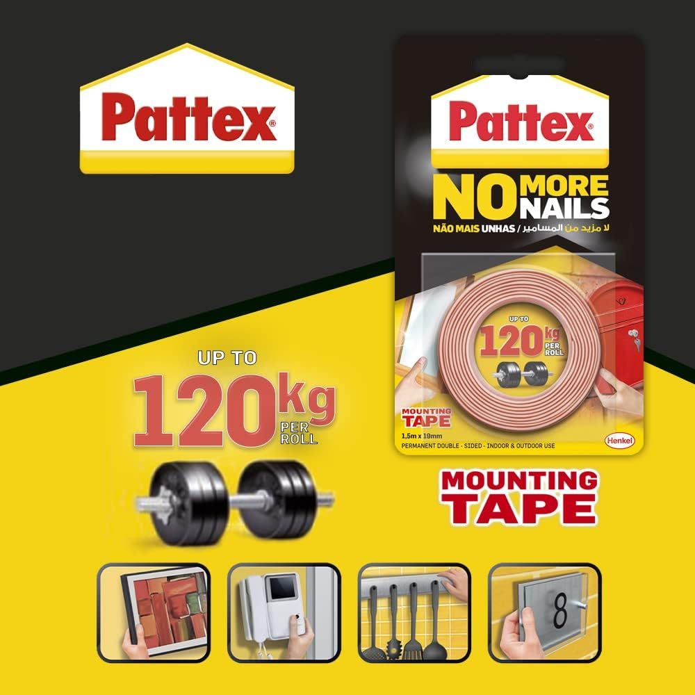 Pattex - No More Nails Mounting Tape - Red - 1.5 m