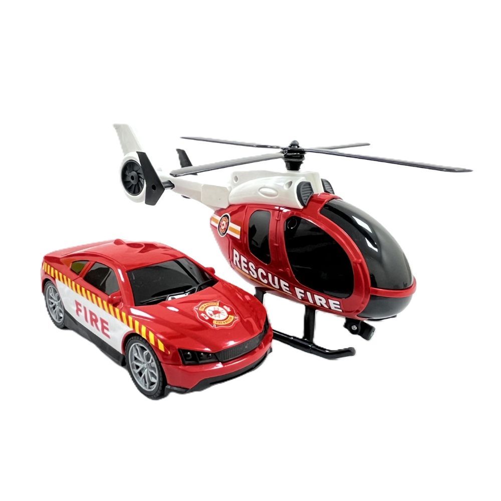 D-Power - City Force Fire Rescue Vehicle Playset - Red - 2pcs