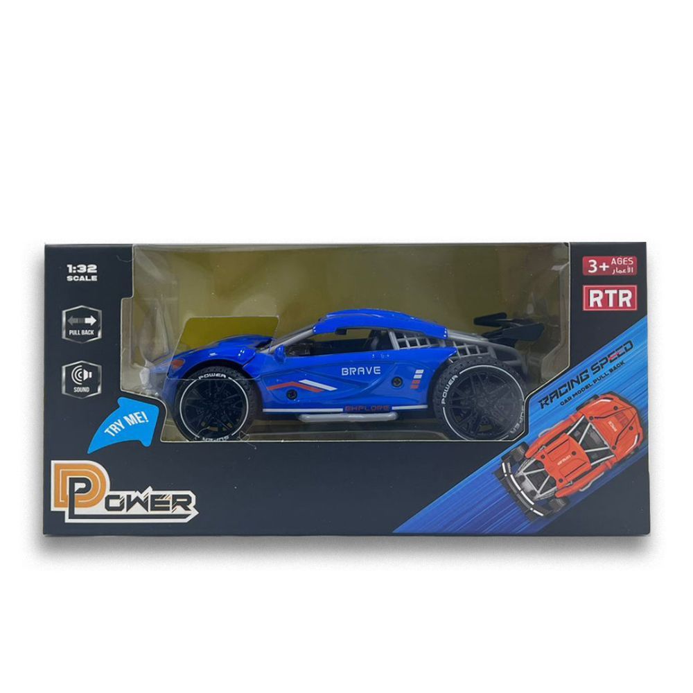 D-Power - Pull Back Die-Cast Car With Sound - Blue