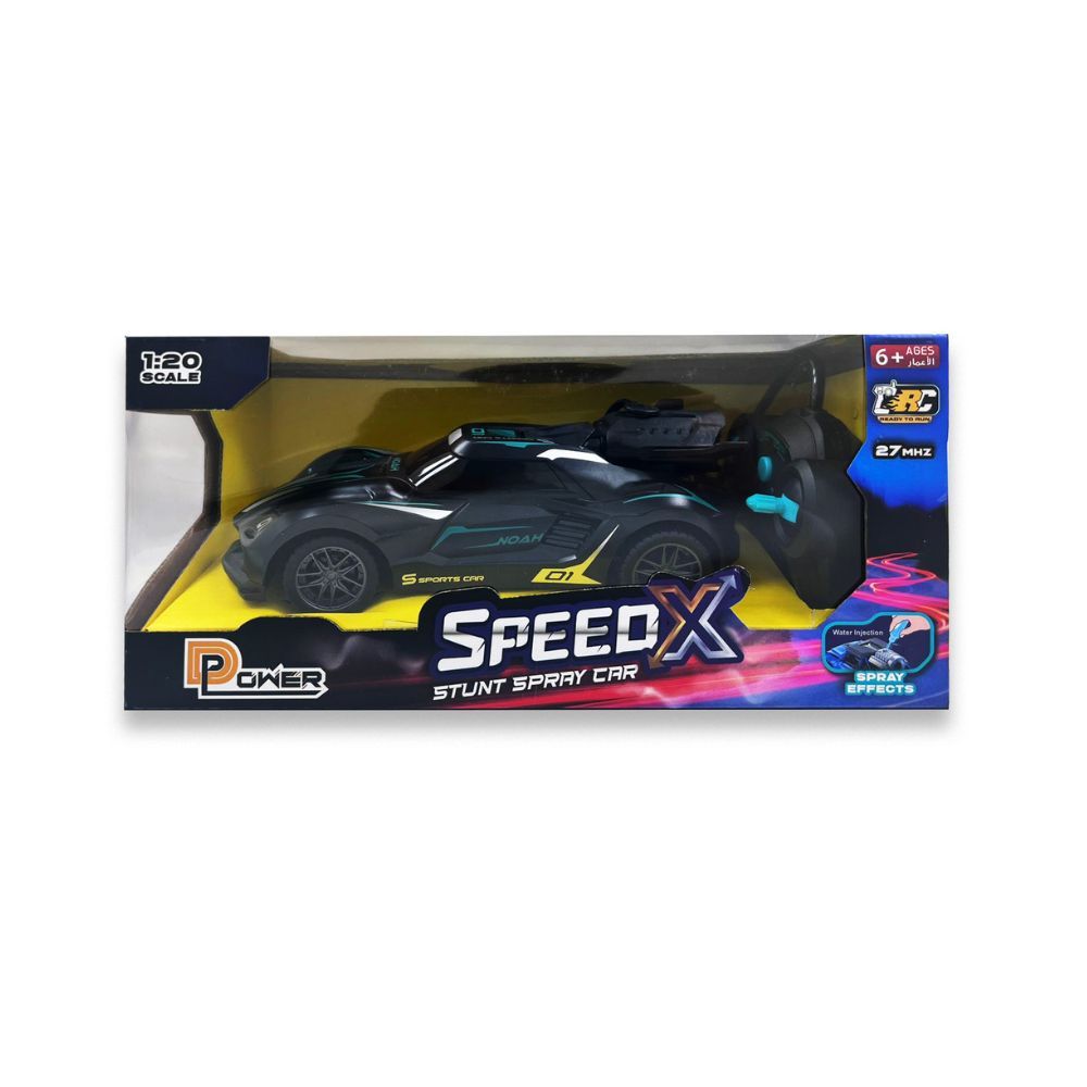 D-Power - Speed X Remote Control Stunt Spray Car - Black