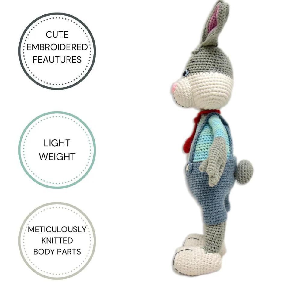 Happy Threads - Handmade Crocheted Cute Handmade Jasper The Bunny 16 Inch - Multicolour