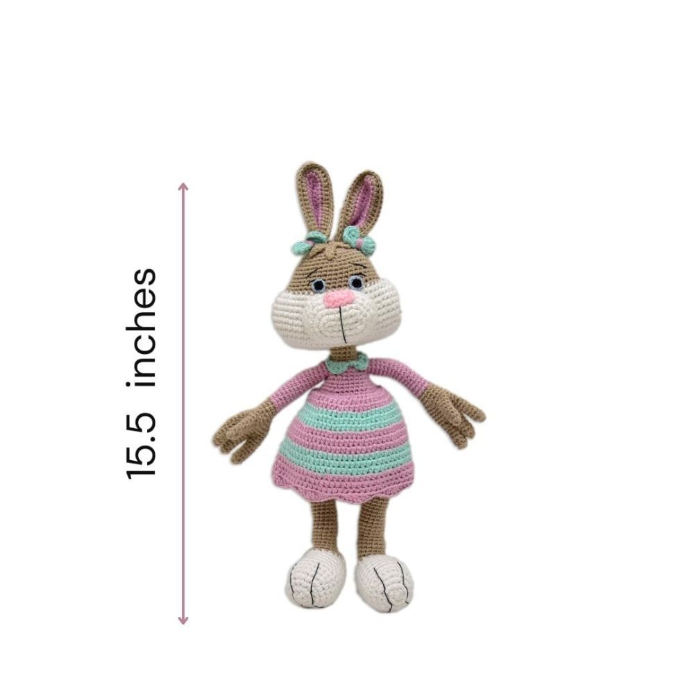 Happy Threads - Handmade Crocheted Cute Handmade Jill The Bunny 16 Inch - Multicolour