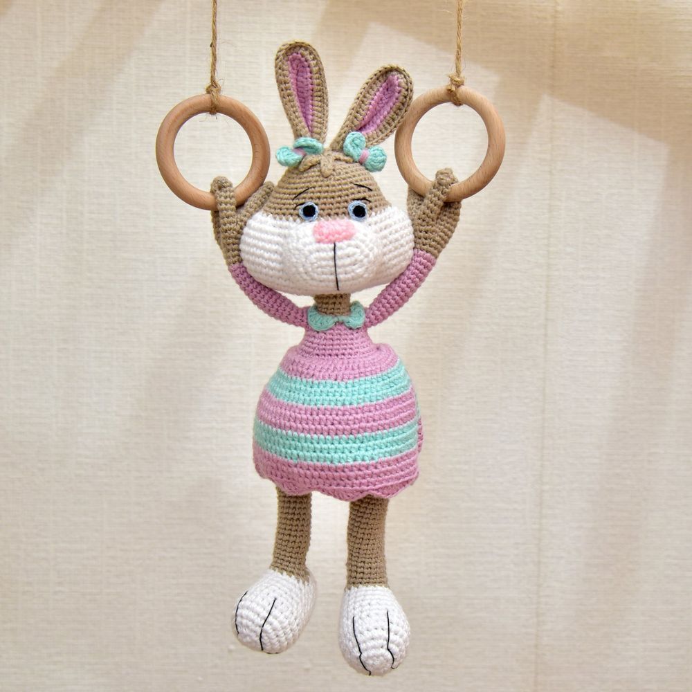 Happy Threads - Handmade Crocheted Cute Handmade Jill The Bunny 16 Inch - Multicolour