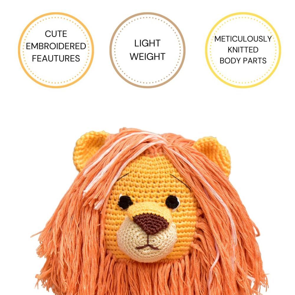 Happy Threads - Handmade Crocheted Cute Handmade Asad The Lion 10 Inch - Orange