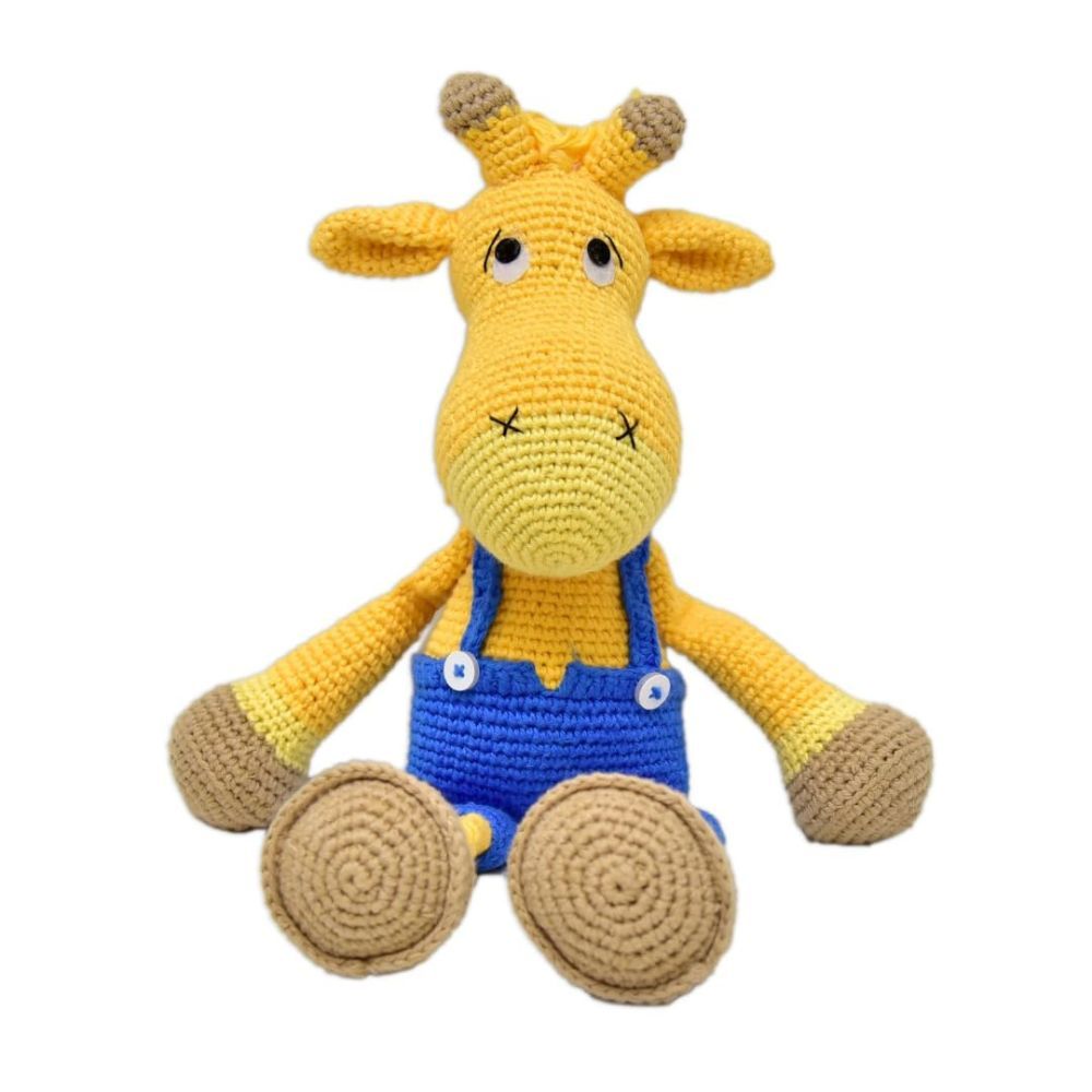 Happy Threads - Handmade Crocheted Alex Giraffe 15 Inches - Multicolour