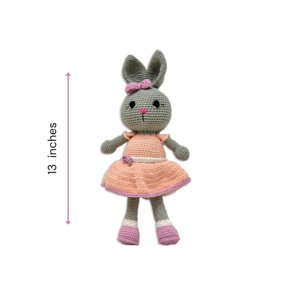 Happy Threads - Handmade Crocheted Blossom The Cute Bunny 13 Inches - Pink