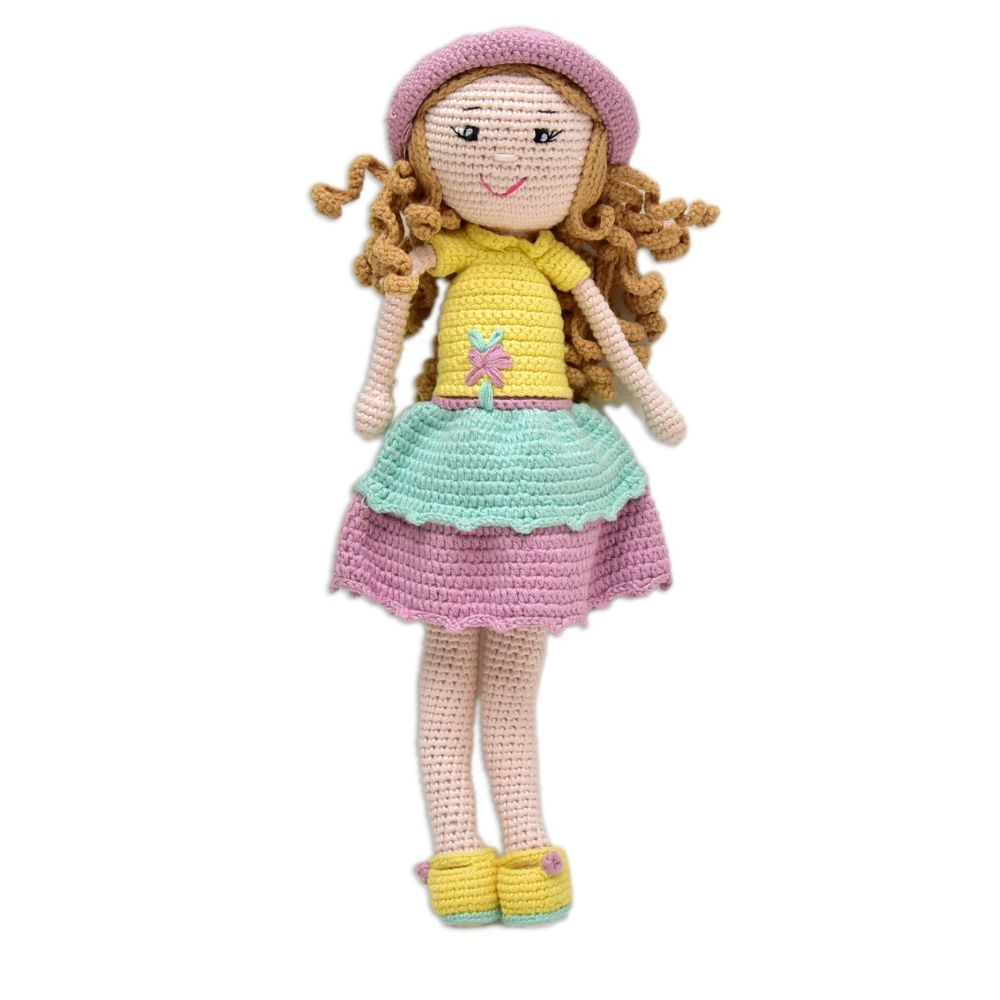 Happy Threads - Handmade Crocheted Love & Care Cecilia Doll 15 Inches - Multicolour