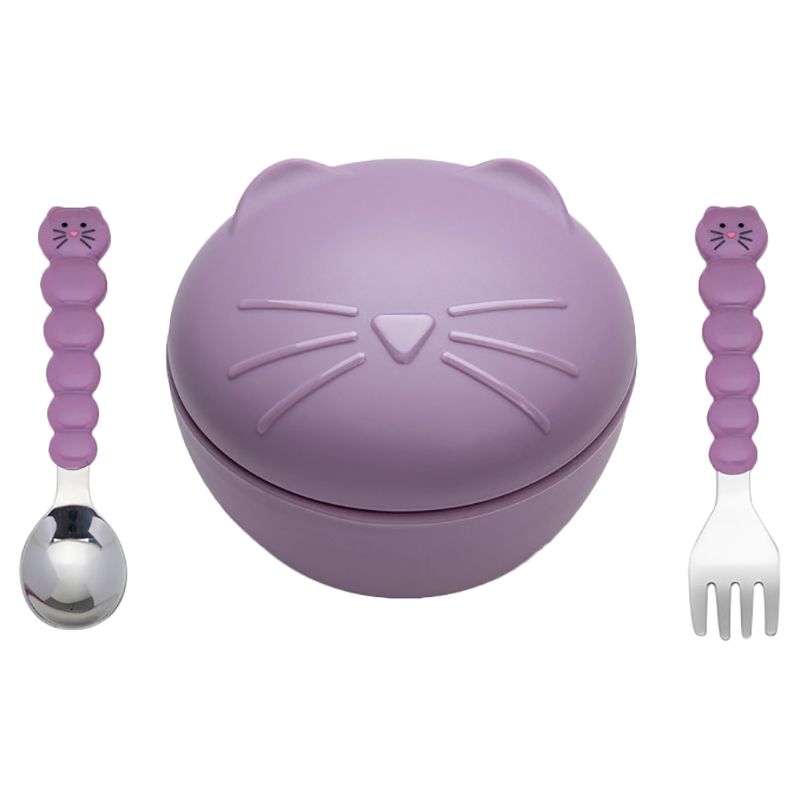 Melii - Silicone Bowl With Lid & Utensils - Cat 