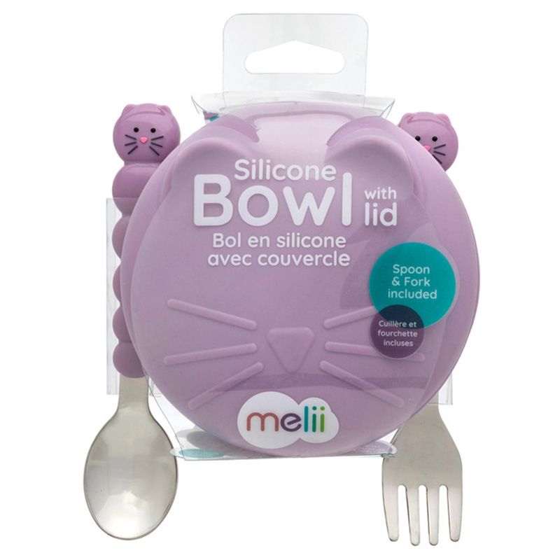 Melii - Silicone Bowl With Lid & Utensils - Cat 