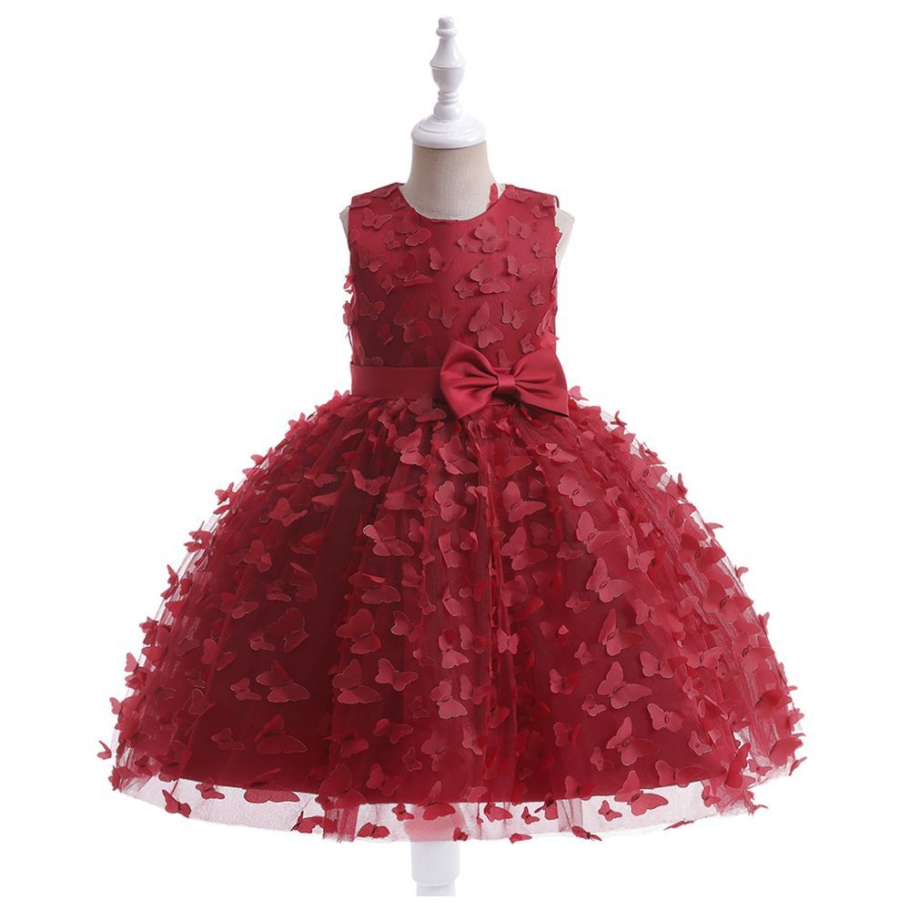 Sugar Rush - Embellished Sleeveless Party Dress - Maroon