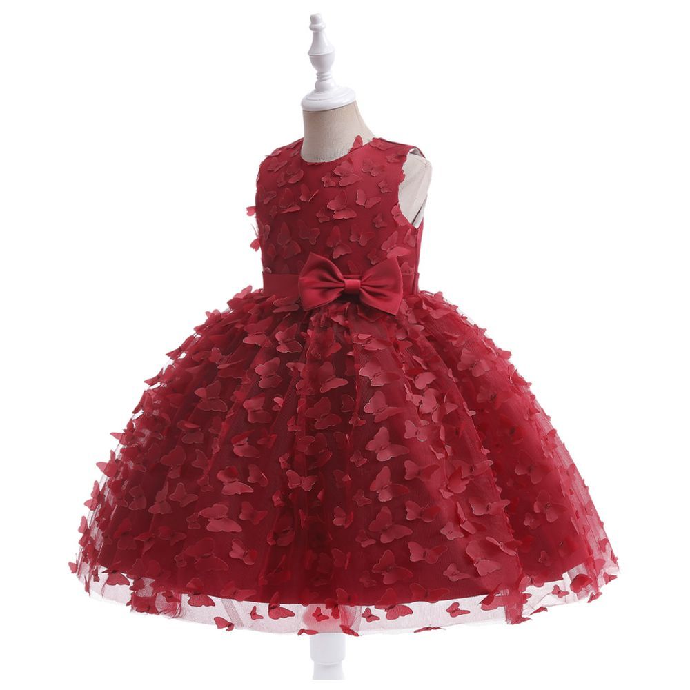 Sugar Rush - Embellished Sleeveless Party Dress - Maroon