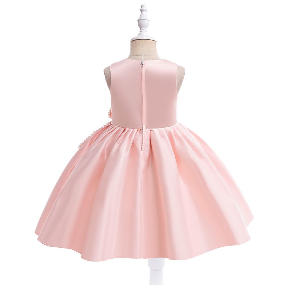 Sugar Rush - Pearl Appliqued Sleeveless Party Dress - Pink