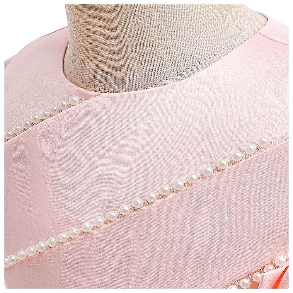 Sugar Rush - Pearl Appliqued Sleeveless Party Dress - Pink