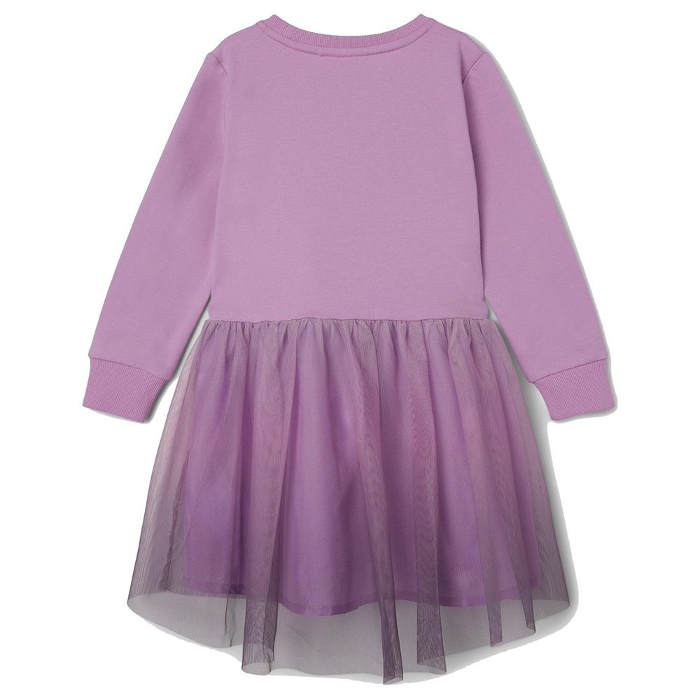 Name It - Long Sleeves Tulle Sweat Dress - Violet Tulle