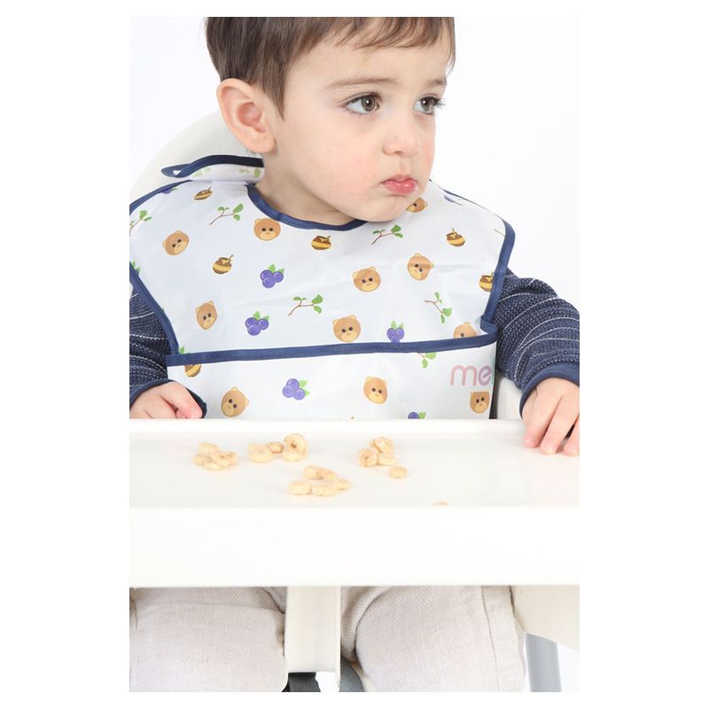 Melii - Fold Up Bib - White & Navy Bear - 2pcs