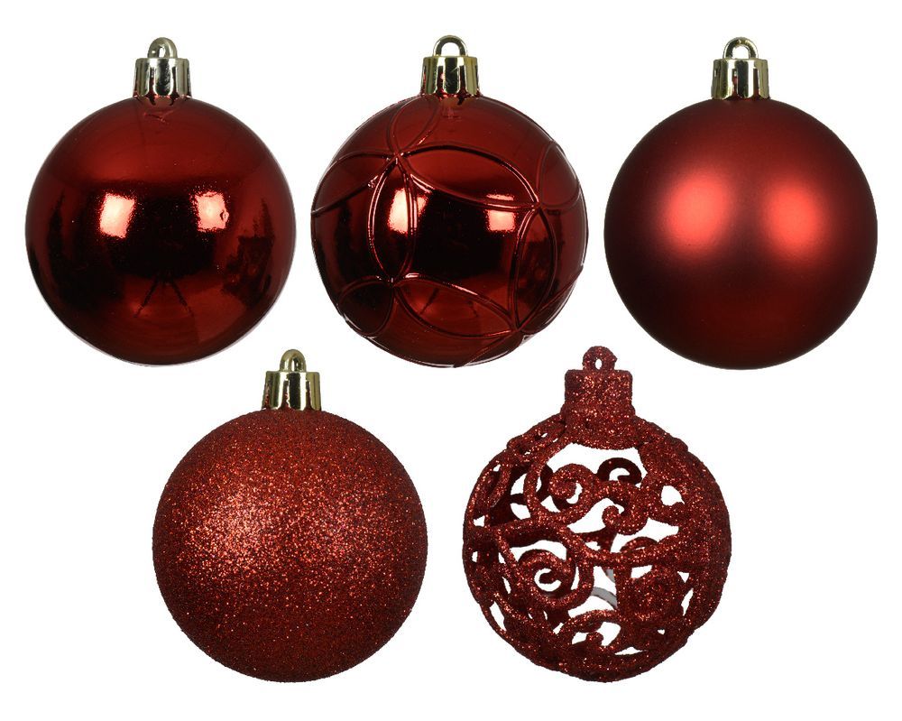 Kaemingk - Baubles Shatterproof Christmas Ornaments 6cm 35pcs - Red