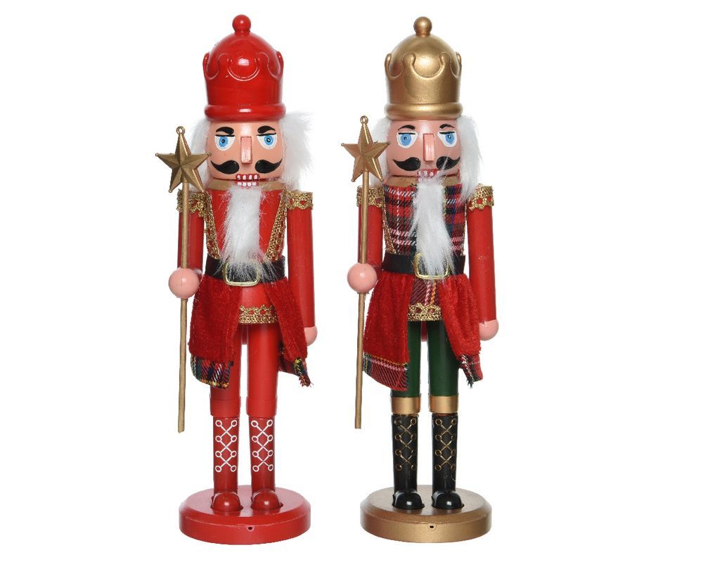 Kaemingk - Classic Nutcracker With Red & Gold Hat 28cm 1pc - Style May Vary