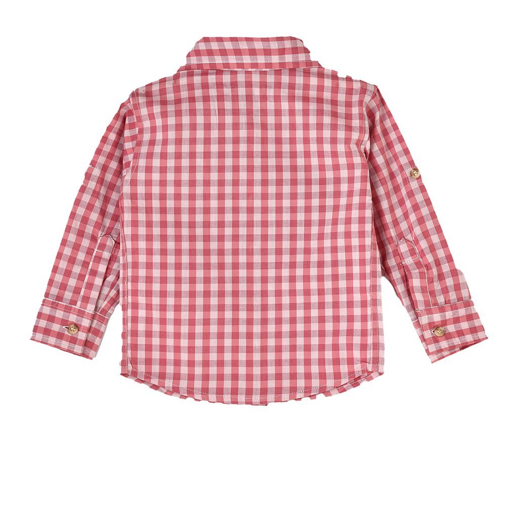 Jam - Boys' Pink And White Gingham Checkered Shirt