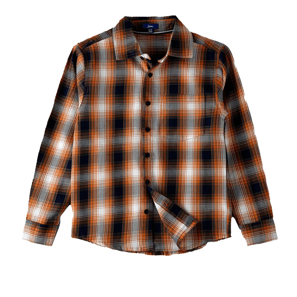 Jam - Boys' Orange And Black Plaid Shirt