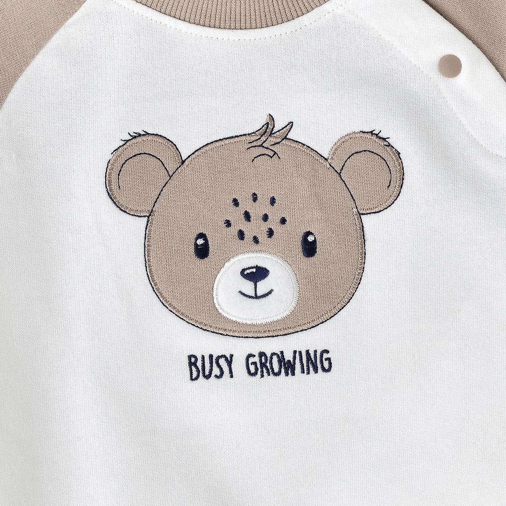 Elegant Kids - Baby Boy 'Busy Growing' Bear Sweatshirt And Jogger Set