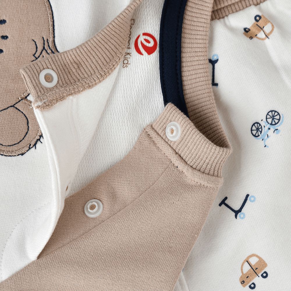 Elegant Kids - Baby Boy 'Busy Growing' Bear Sweatshirt And Jogger Set