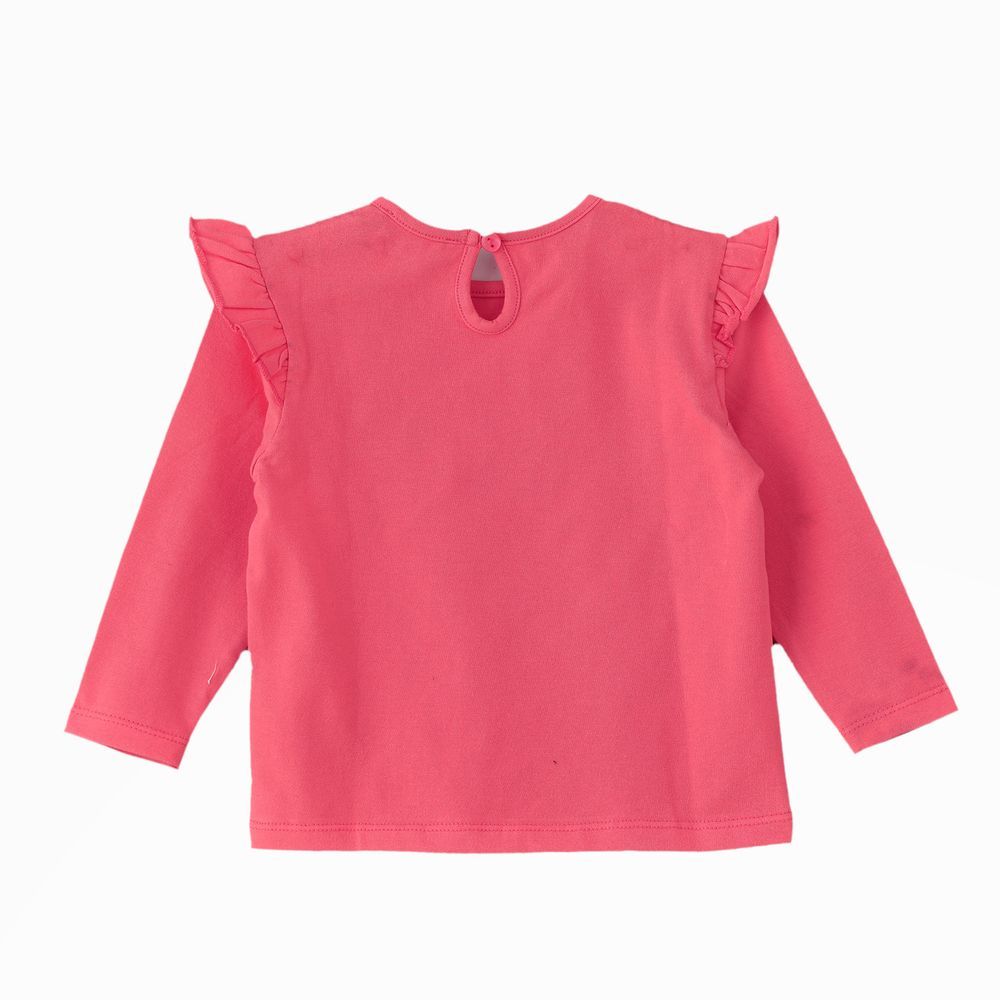 Jelliene - Cozy Knit Ruffled Long Sleeve T-Shirt For Girls - Pink