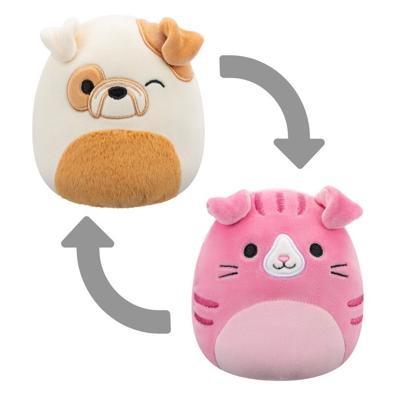 Squishmallows - Flipamallows Geraldine Cat And Brock Bulldog Plush Toy - 12 cm