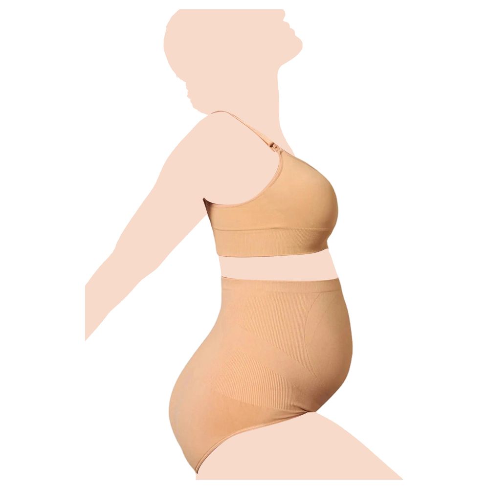 Mums & Bumps - Blanqi - Seamless Maternity Over Belly Support Brief - Nude